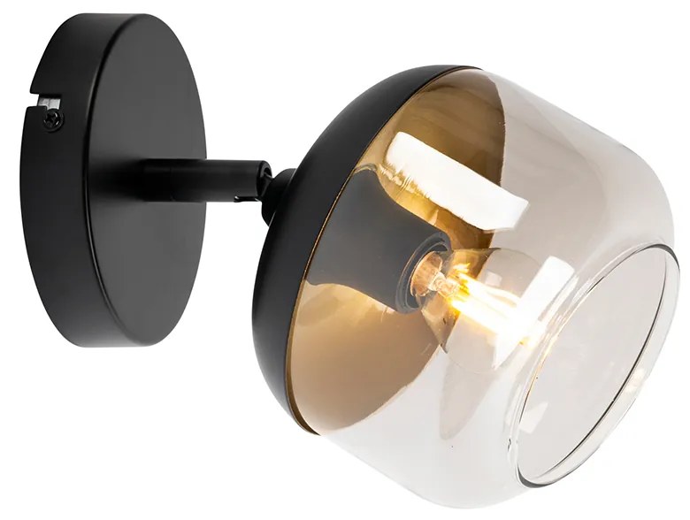 Foco de teto design preto com dourado e vidro fumê - Kyan