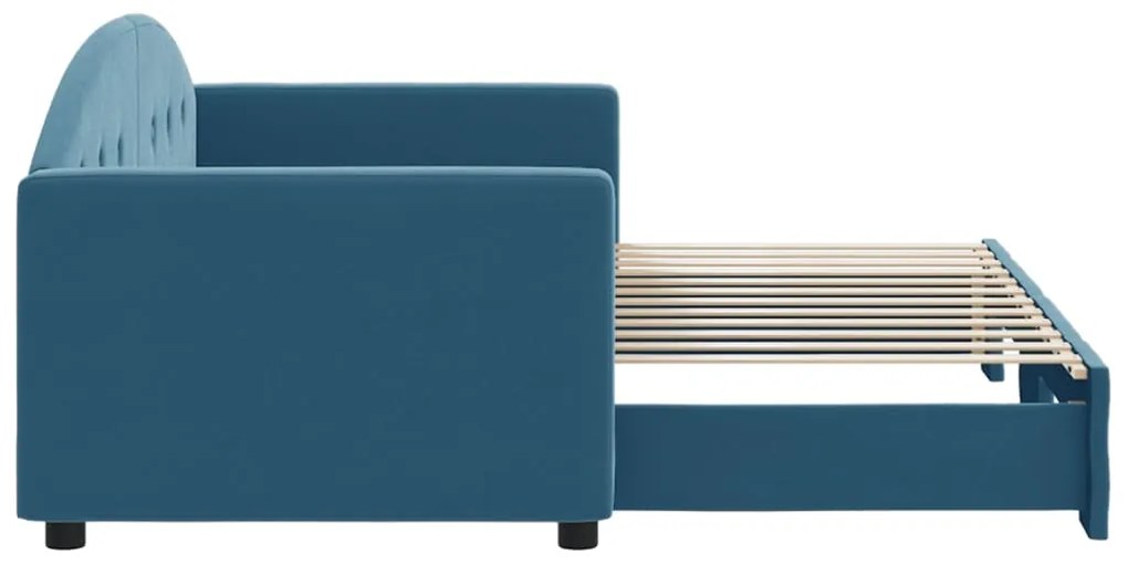 Sofá-cama com gavetão 80x200 cm veludo azul