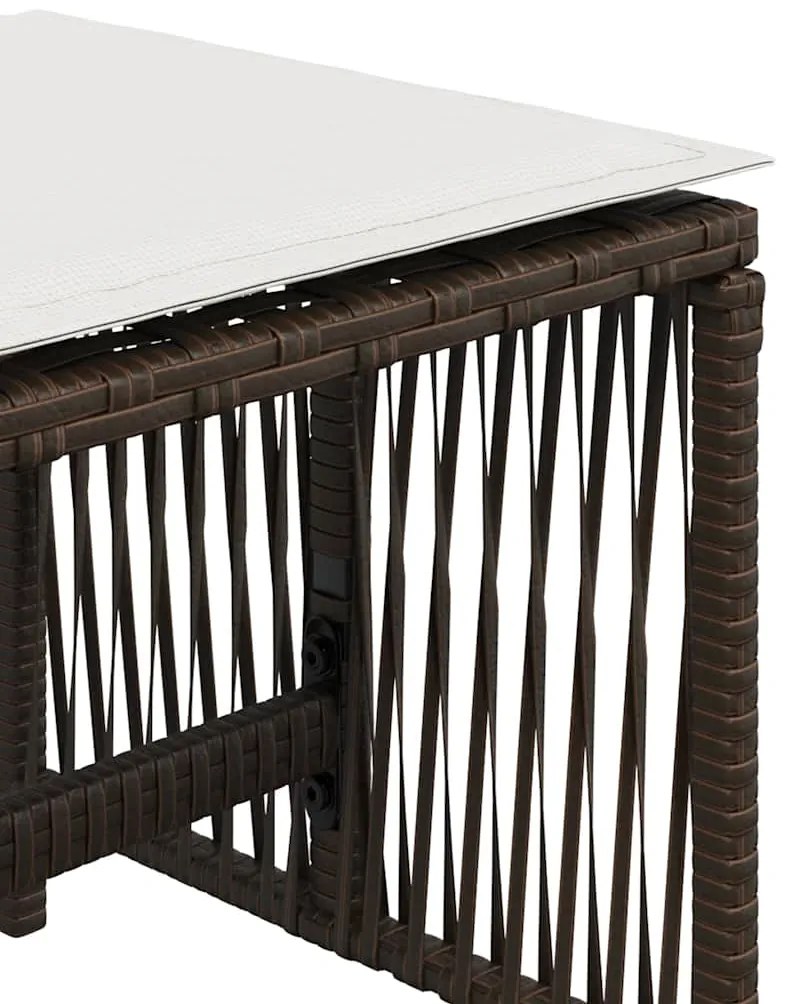 Bancos jardim com almofadões 4 pcs 41x41x36 cm vime PE castanho