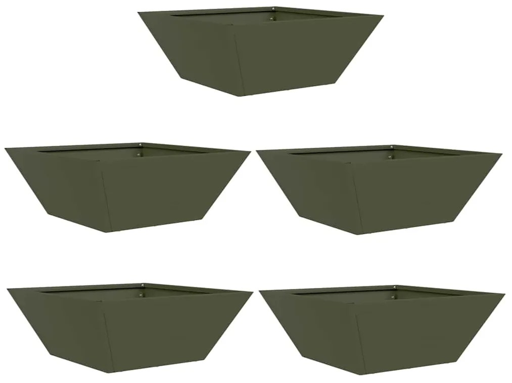 Conjunto de 5 Vasos de Jardim Verde-Azeitona da , medindo 40 x 40 x 15