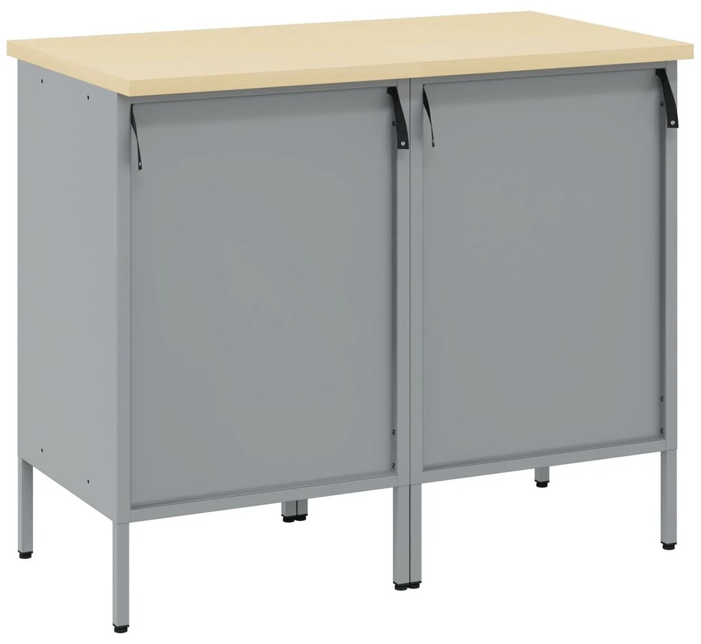Gabinete de Trabalho vidaXL 2 pcs Preto e Cinza em Madeira Engenharia