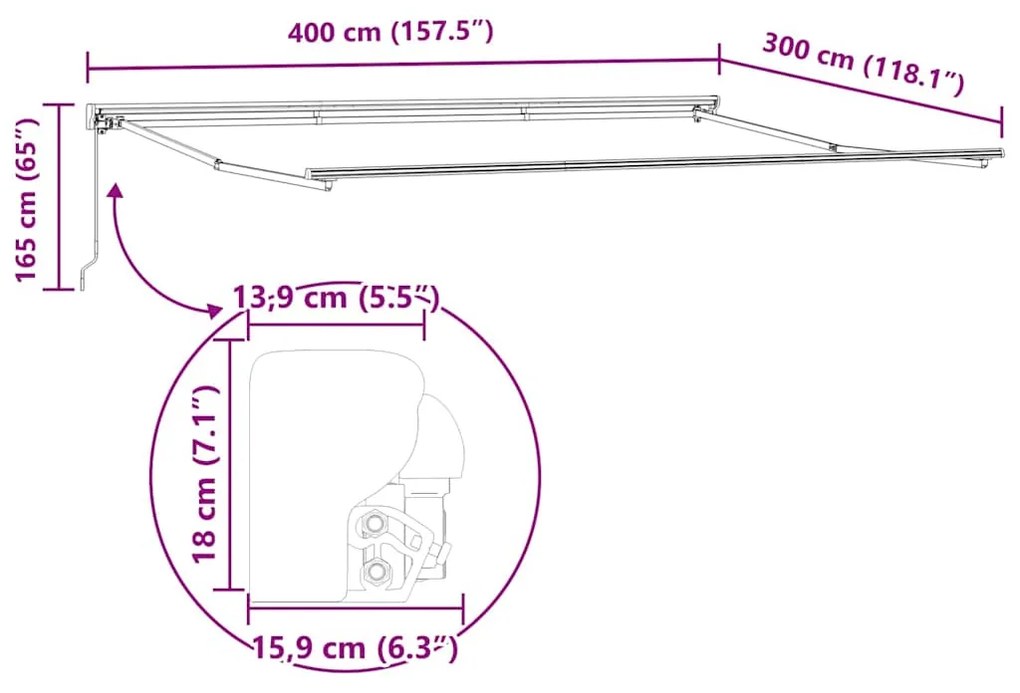 Toldo Retrátil Manual Azul Marinho 400x300 cm
