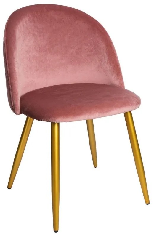Cadeira Vint Veludo Golden - Rosa