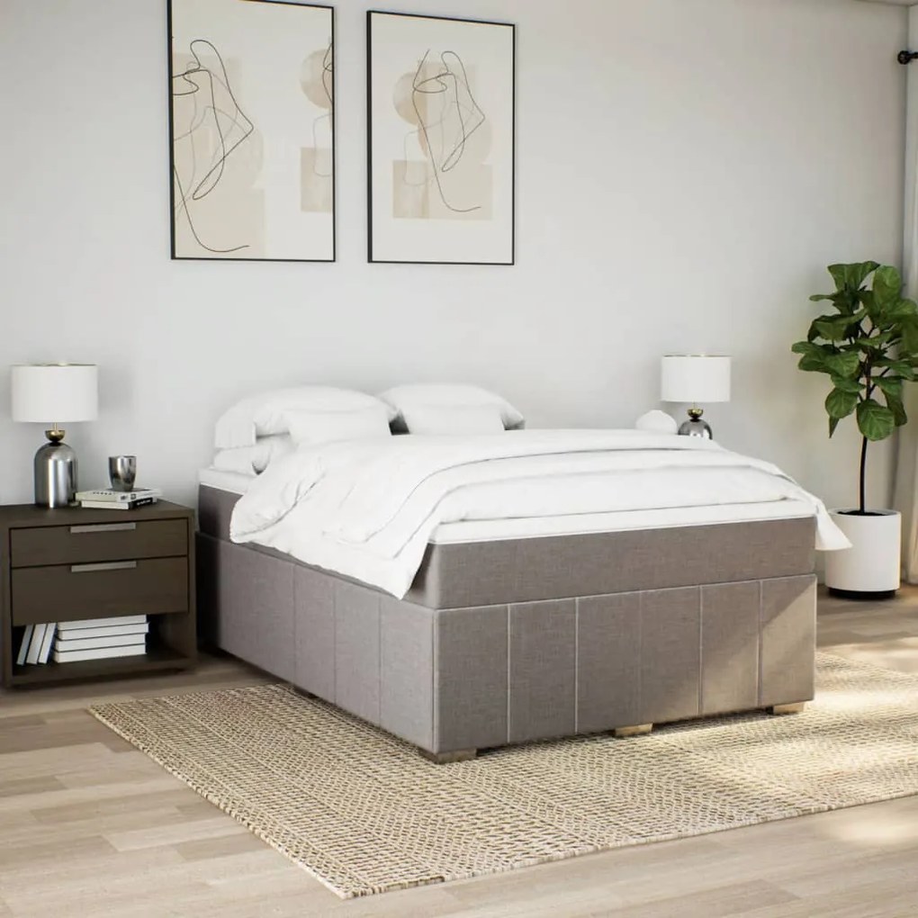 Cama com molas/colchão 140x190 cm tecido castanho-acinzentado