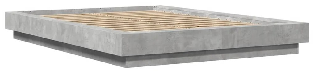 Estrutura cama c/ luzes LED derivados de madeira cinza-cimento