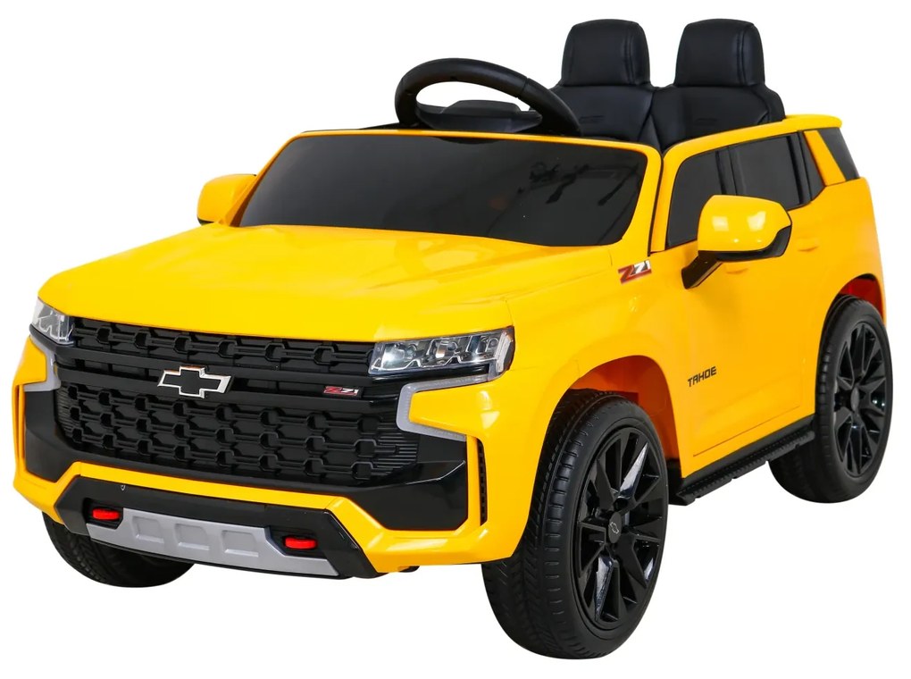 Carro elétrico para Crianças 12V Chevrolet Tahoe Rodas de EVA, Assento de couro Amarelo