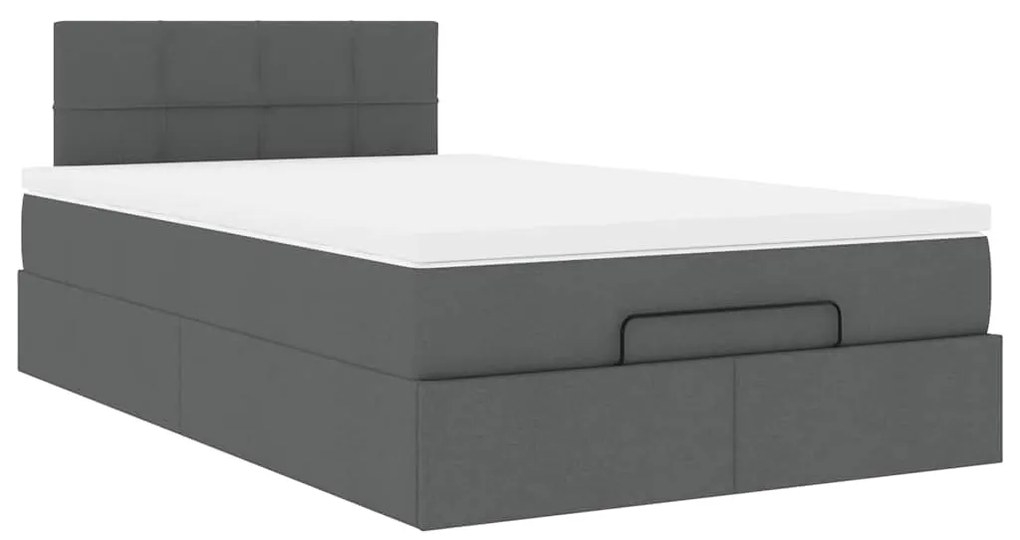 Cama otomana com colchão&LEDs 120x190 cm tecido cinzento escuro