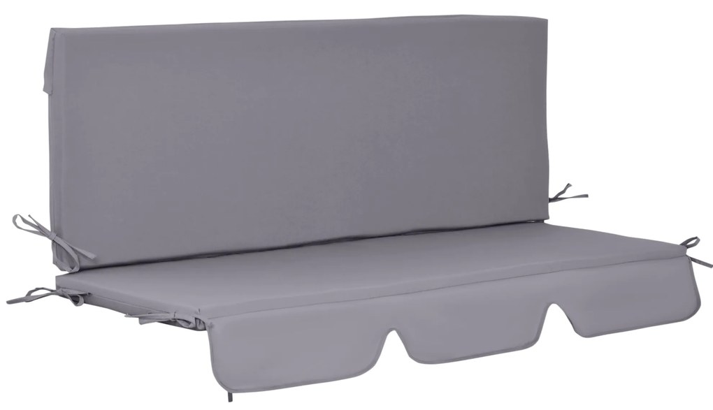Almofada para Baloiço de 2 Peças Almofada para Baloiço de Assento e Encosto Acolchoado 130x45x5 cm Cinza