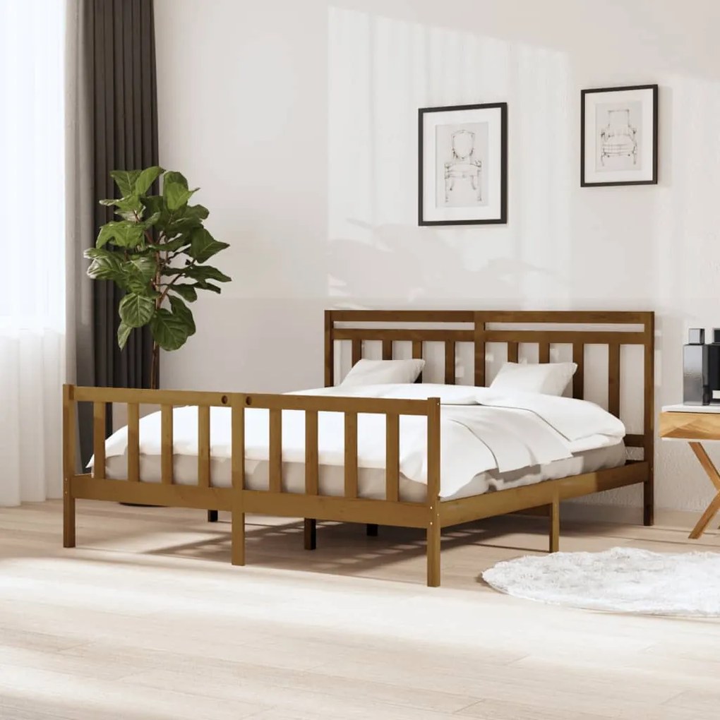 vidaXL Estrutura de cama 160x200cm madeira maciça castanho mel