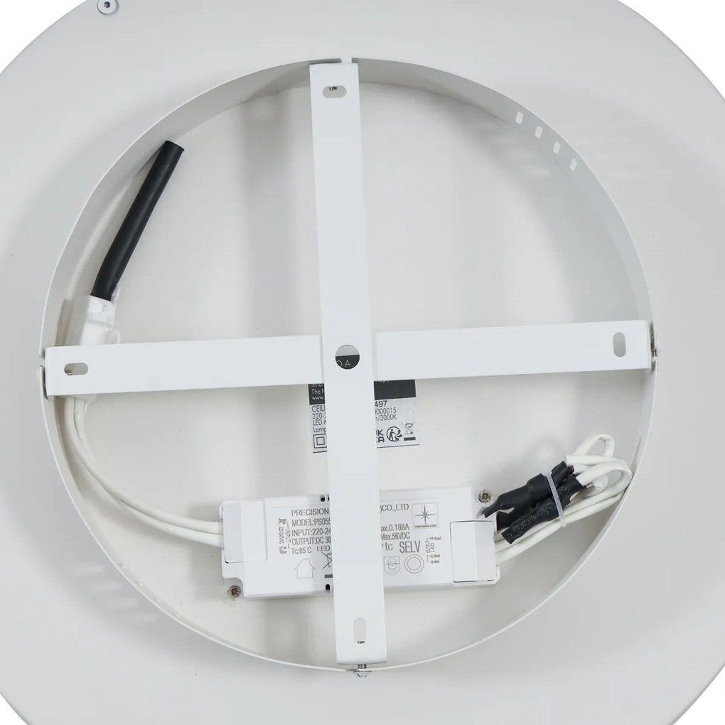 Plafón de design branco com madeira 40cm incl. LED interruptor de 3 níveis - Ingo