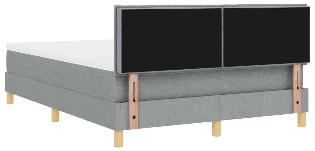 Cama Box Spring com Colchão Cinza Claro 140x200 cm Tecido