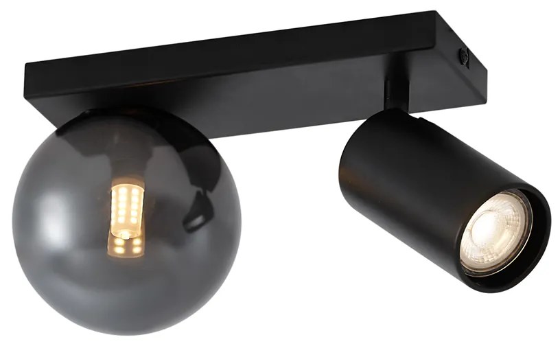 Plafon moderno preto ajustável de 2 luzes - Lesly Moderno