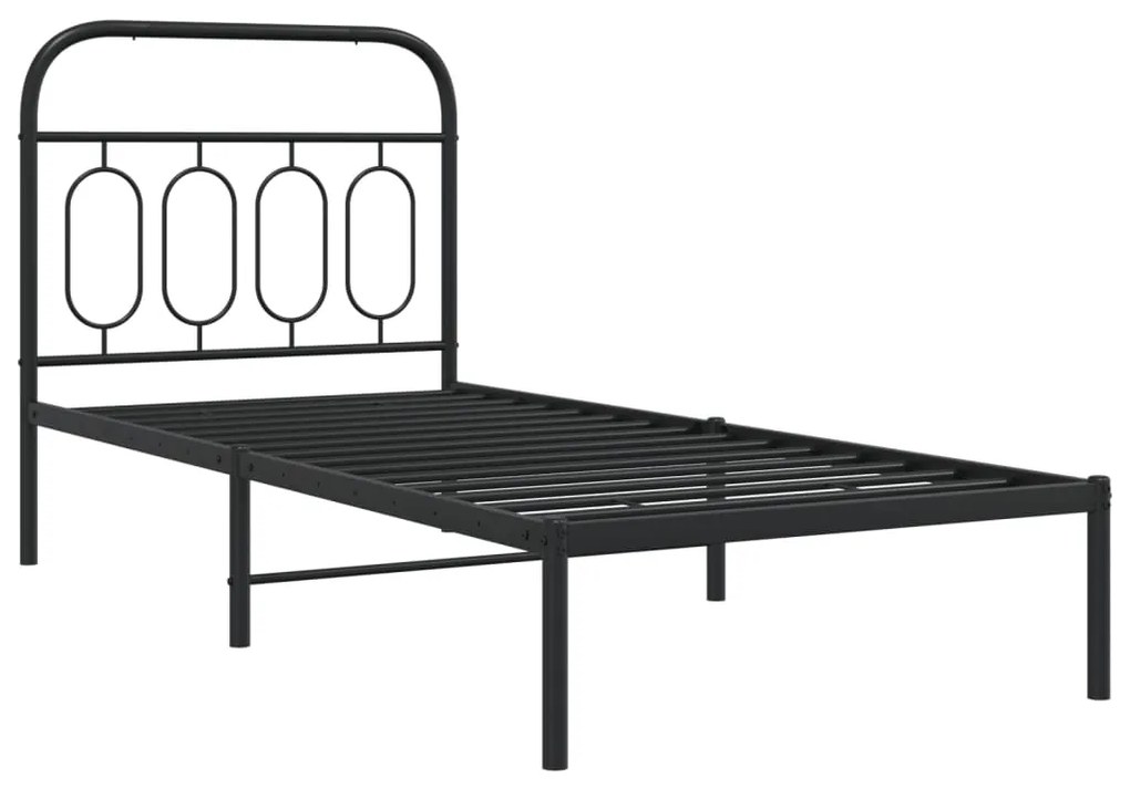 Estrutura de cama com cabeceira 90x200 cm metal preto
