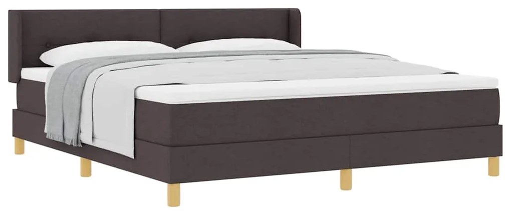 Cama Box Marrom Escuro e Branco 180 x 200 cm Poliéster