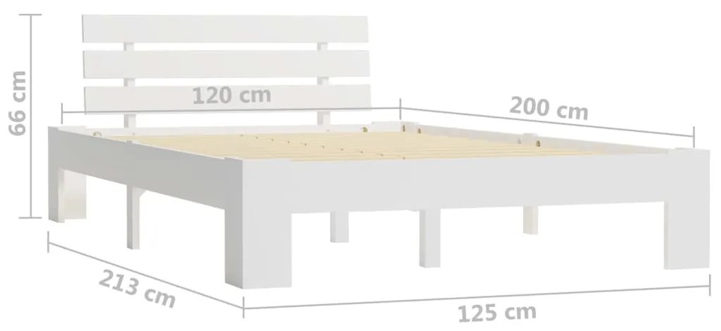 Estrutura de cama 120x200 cm pinho maciço branco