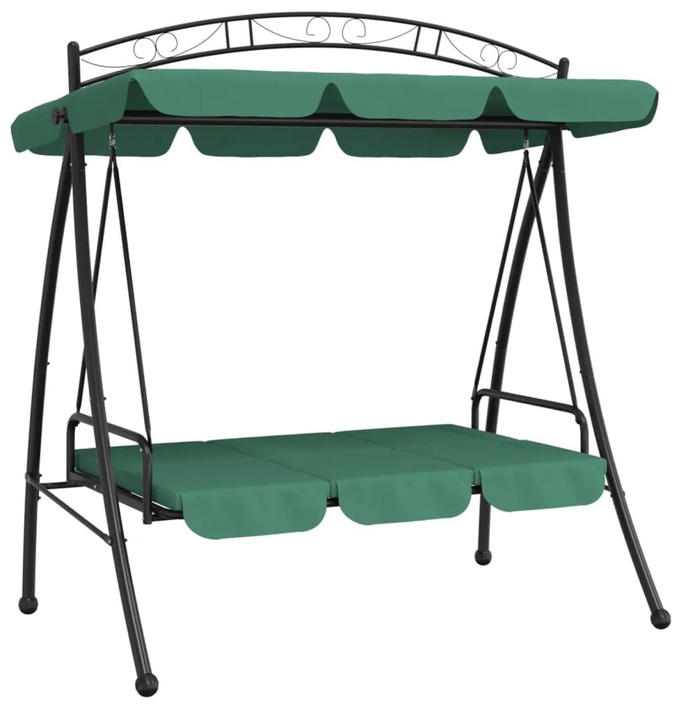 Banco de baloiço para jardim com toldo 198 cm tecido/aço verde