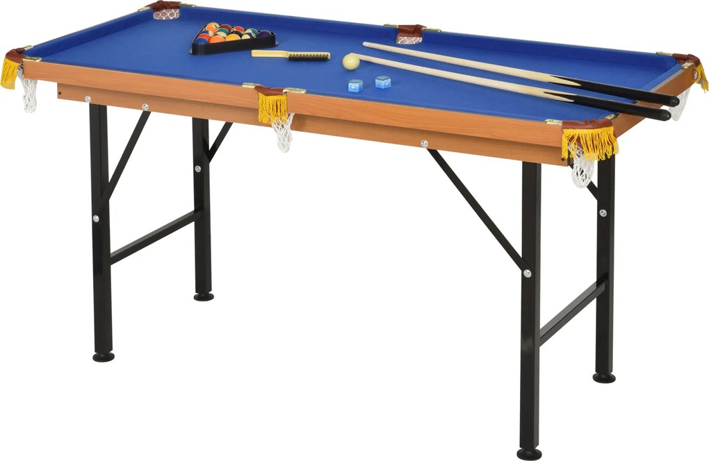 HOMCOM Mesa de Bilhar Dobrável Mini Mesa de Sinuca com 2 Tacos 16 Bolas Giz Triângulo, Acessórios 140 x 63 x 75 cm | Aosom Portugal