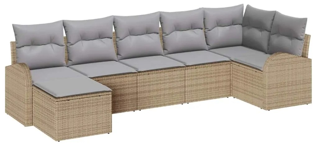 Conjunto de Sofá de Jardim 7 pcs Bege e Cinza Claro