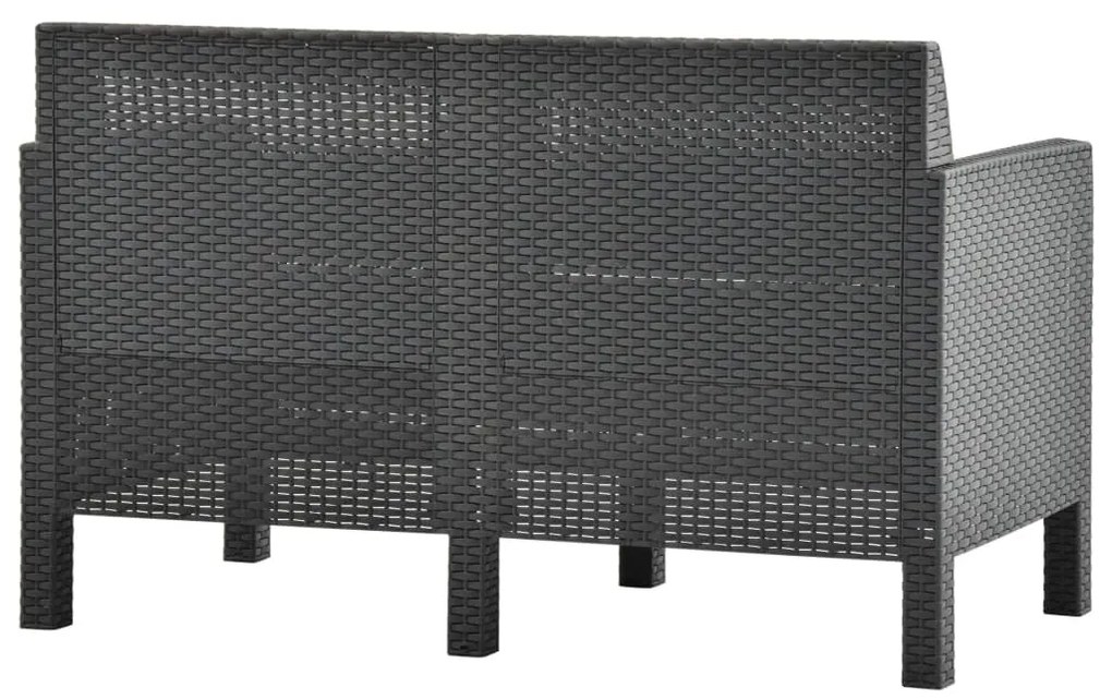 4 pcs conjunto lounge jardim com almofadões vime PP antracite