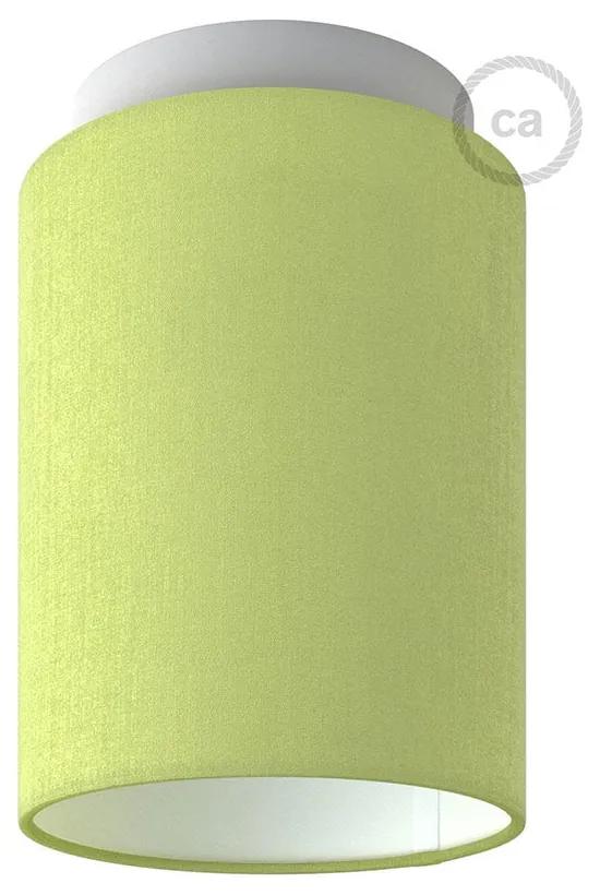 Fermaluce Pastel with Cylinder Lampshade Ø 15cm h18cm metal wall or ceiling flush light - Branco - Olive Green Canvas / Não