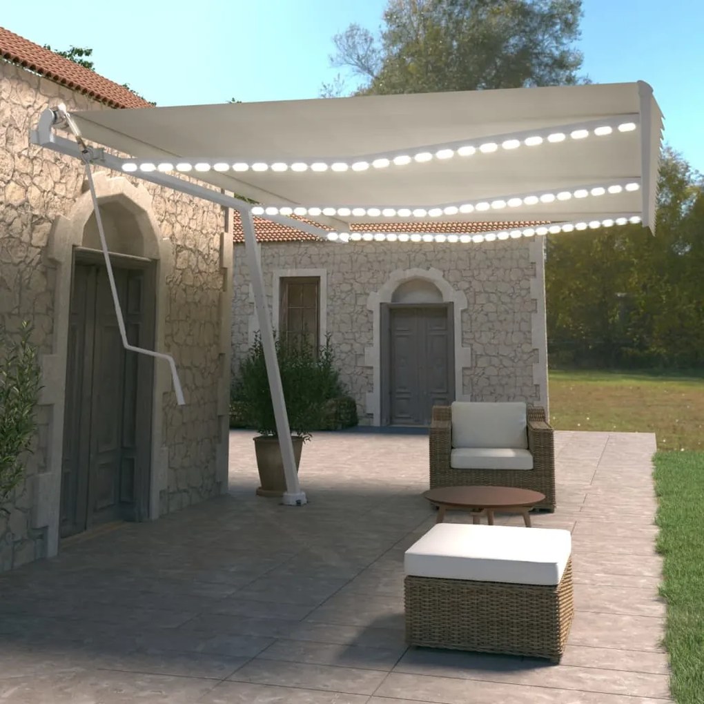 Toldo automático com LED e sensor de vento 600x350 cm creme