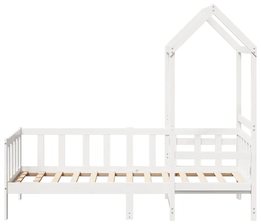 Sofá-cama com telhado 80x200 cm madeira de pinho maciça branco