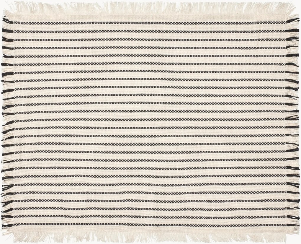 Individuais de mesa em algodão com franjas Elouise, conjunto de 2