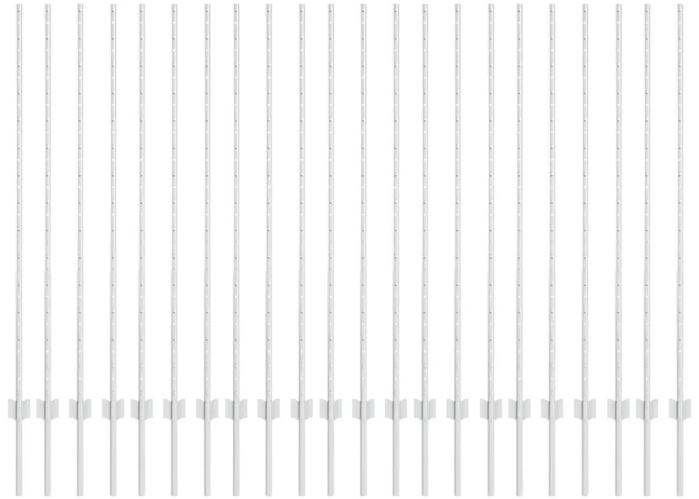 Postes de Cerca 44 pcs Prateado 50 x 1.4 m Aço galvanizado