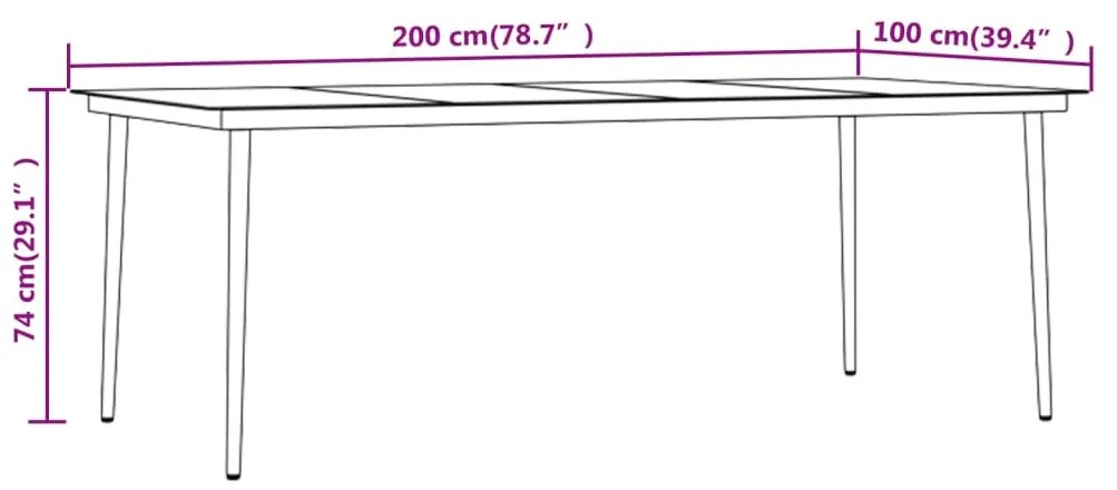 7 pcs conjunto de jantar para jardim com almofadões cinza