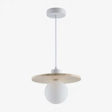 Lâmpada De Teto Suspensa Ø25 Cm Em Travertino Com Bola De Cristal Davise Travertino - Sklum