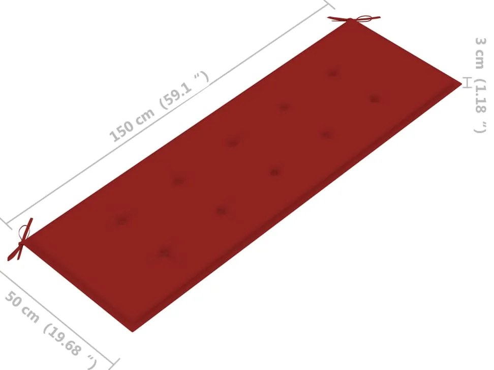 Banco de jardim empilhável c/ almofadão 159 cm teca maciça