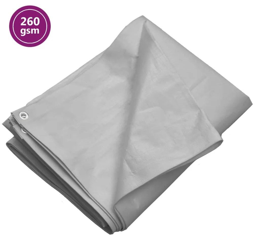 151504 vidaXL Lona 260 g/m² 4x6 m PEAD cinzento