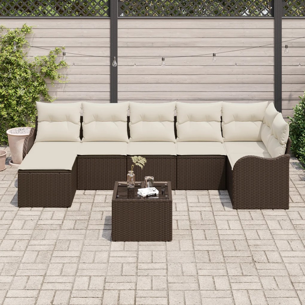 Conjunto de Sofás de Jardim vidaXL de 7 Peças com Almofadas Cinza Poli