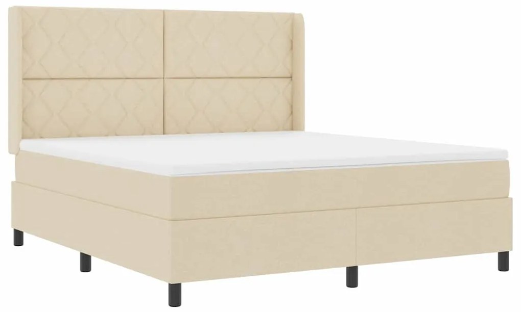 Cama Box com Colchão Creme 180x200 cm em Tecido