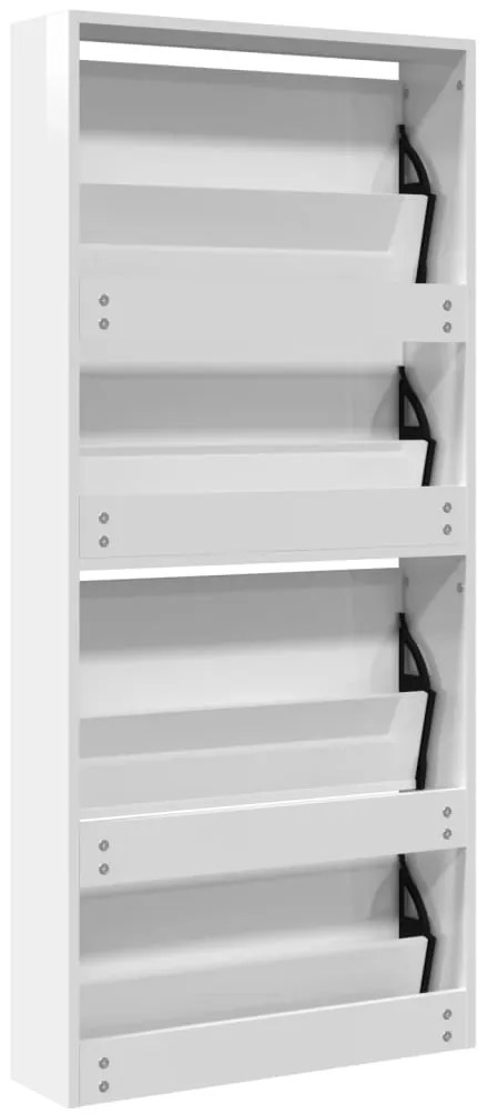 Sapateira c/ espelho 4 divisórias 63x17x134 cm branco brilhante
