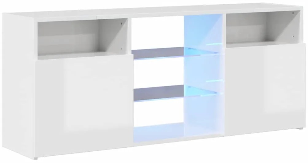 Móvel de TV com luzes LED 120x30x50 cm branco brilhante