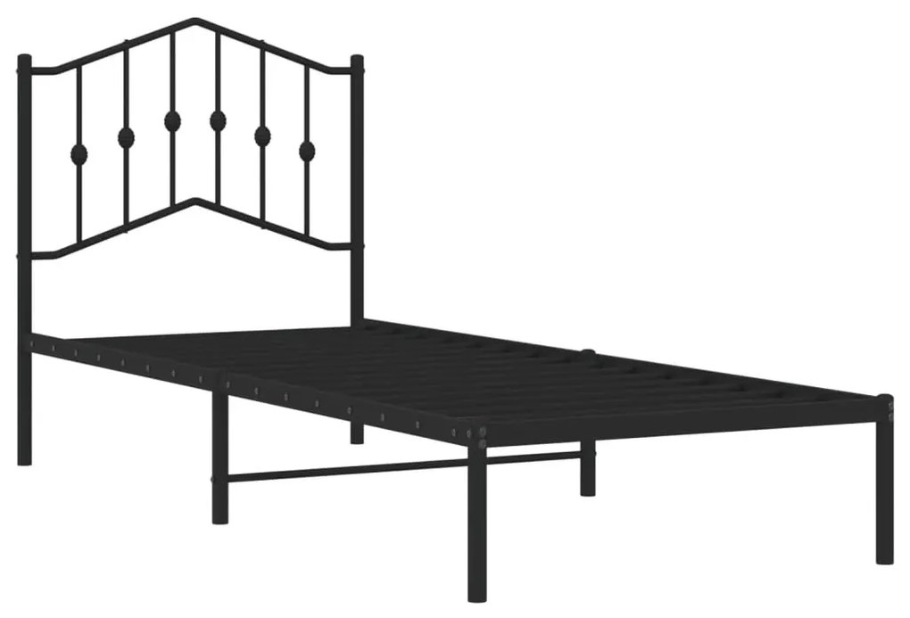 Estrutura de cama com cabeceira 90x190 cm metal preto