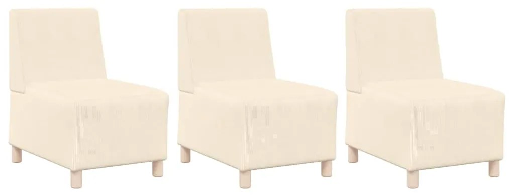 Sofá Chiar 3 pcs Creme 55 x 74 x 82 cm Tecido de veludo côtelé