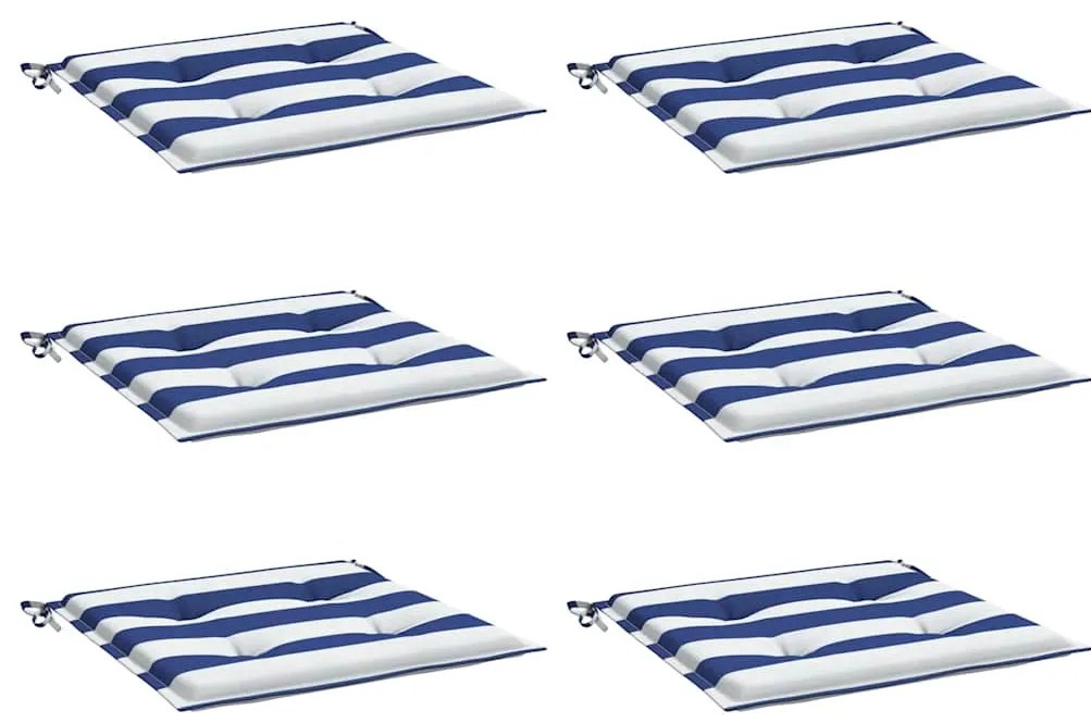 Almofadões p/ cadeira 2pcs 50x50x4 cm tecido riscas azul/branco