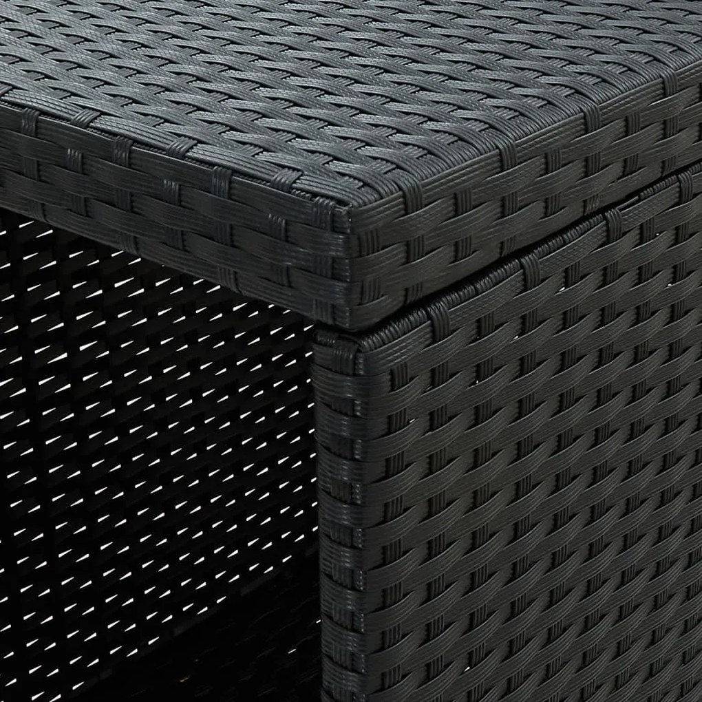 3 pcs conjunto de bar para jardim c/ almofadões vime PE preto