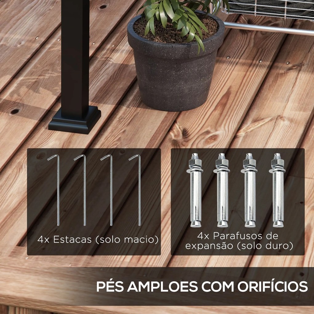 Pérgola de Parede 297x211x220 cm Pérgola de Jardim com Teto Retrátil e Estrutura de Aço Pérgola para Pátio Exterior Cinza Escuro