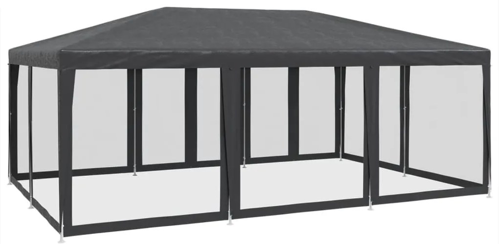 Tenda p/ festas 10 paredes laterais malha 6x4 m PEAD antracite
