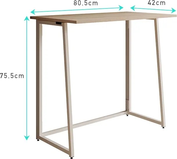 Mesa plegable Galia (80,5cm) blanco y sonoma