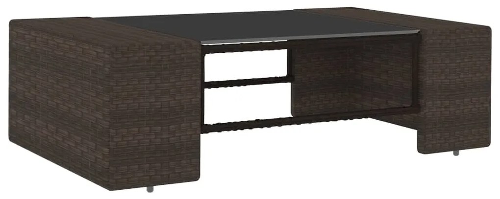 10 pcs conjunto lounge para jardim vime PE castanho