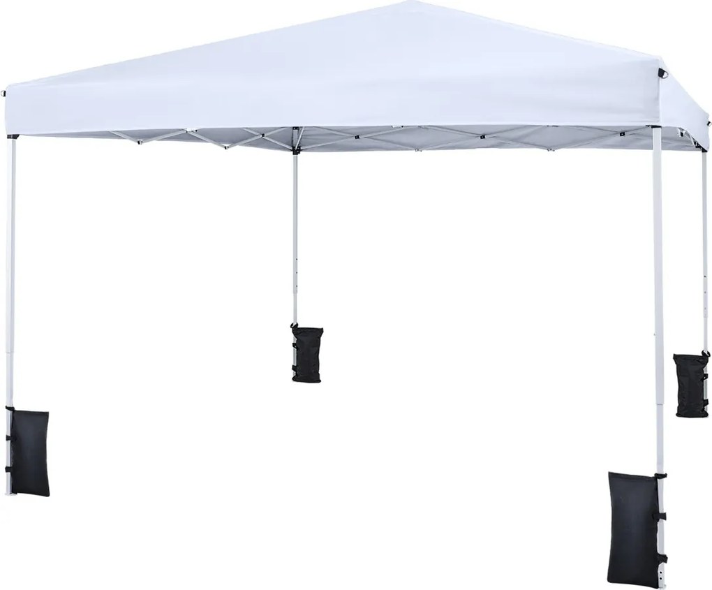 Tenda dobrável instantânea de 3x3 m com 4 pesos areia, saco de transporte, proteção solar e Estrutura de aço para jardim, festas, eventos, Branca