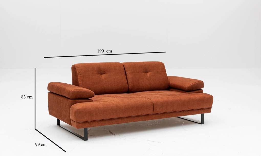 Sofá-Cama de 2 Lugares Mustang – Laranja – 199x99x83 cm