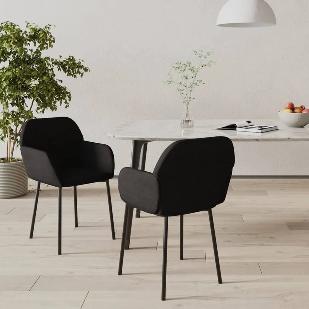vidaXL Cadeiras de jantar 2 pcs veludo preto