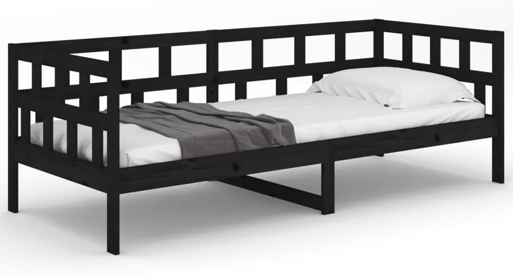 Sofá-cama 80x200 cm madeira de pinho maciça preto