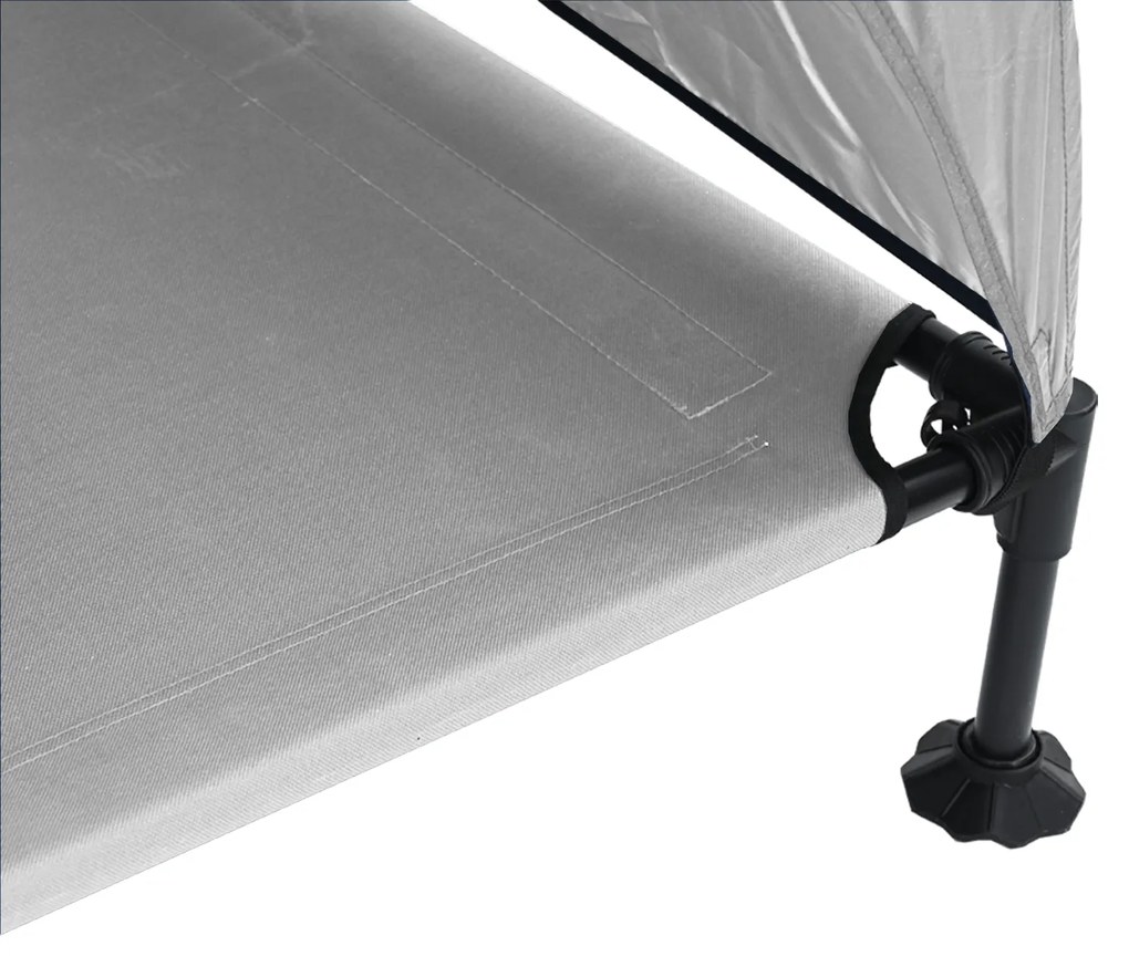 Cama Elevada para Cães com Toldo Removível Cinza Prateado XL Aço