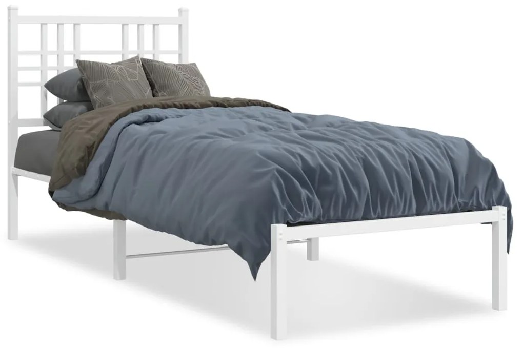 Estrutura de cama com cabeceira 80x200 cm metal branco